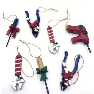 7 Handy man Tool Christmas Ornaments Dad Grandpa Wrench Pliers screwdriver Drill